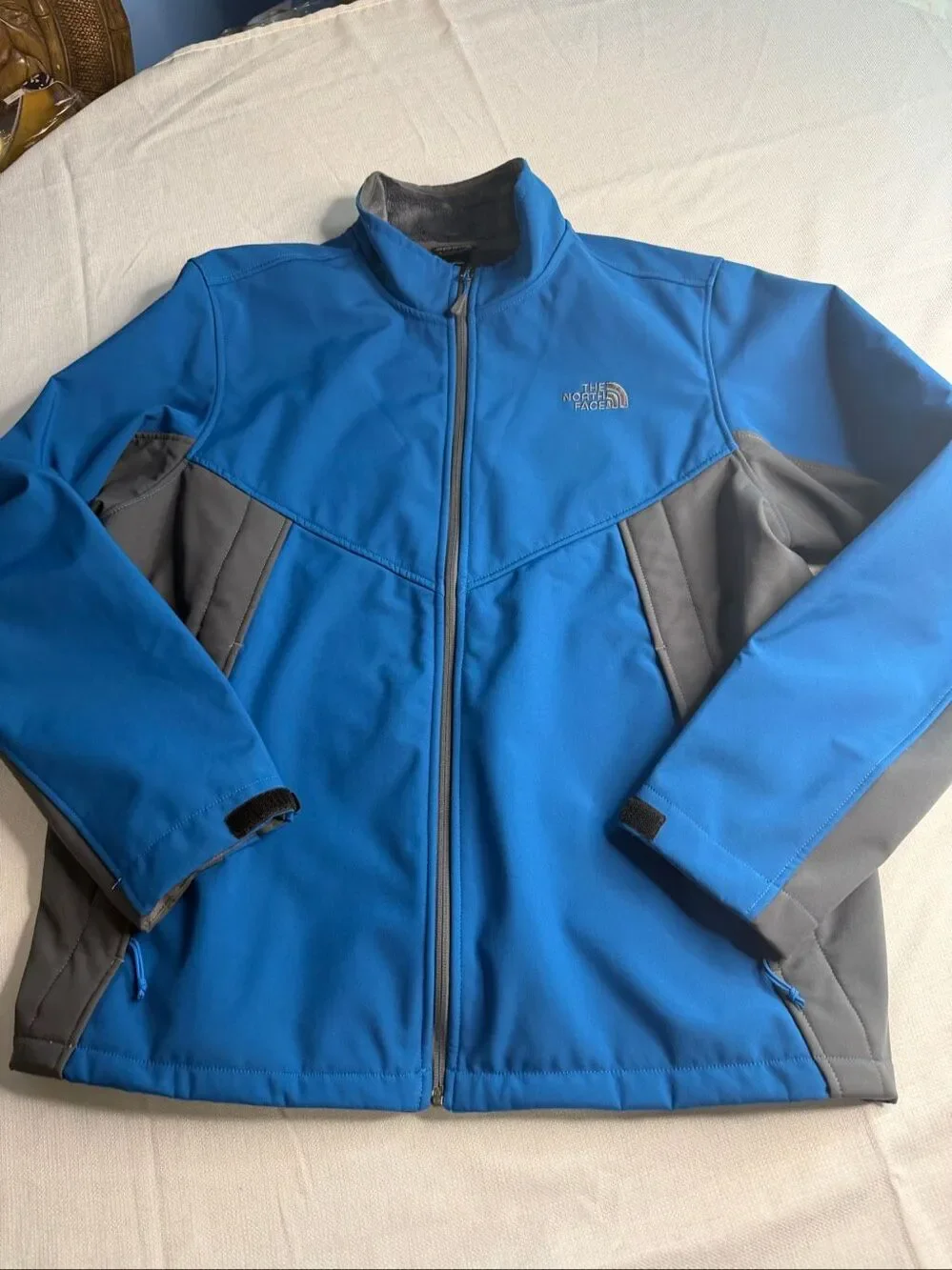 The North Face Blue Gray Soft Shell Full Zip Jacket Windbreaker Size XL